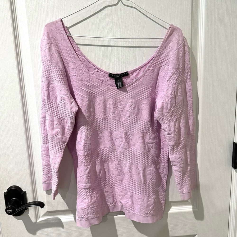Apostrophe Stretch Lavender Purple Floral Print Top Sz M